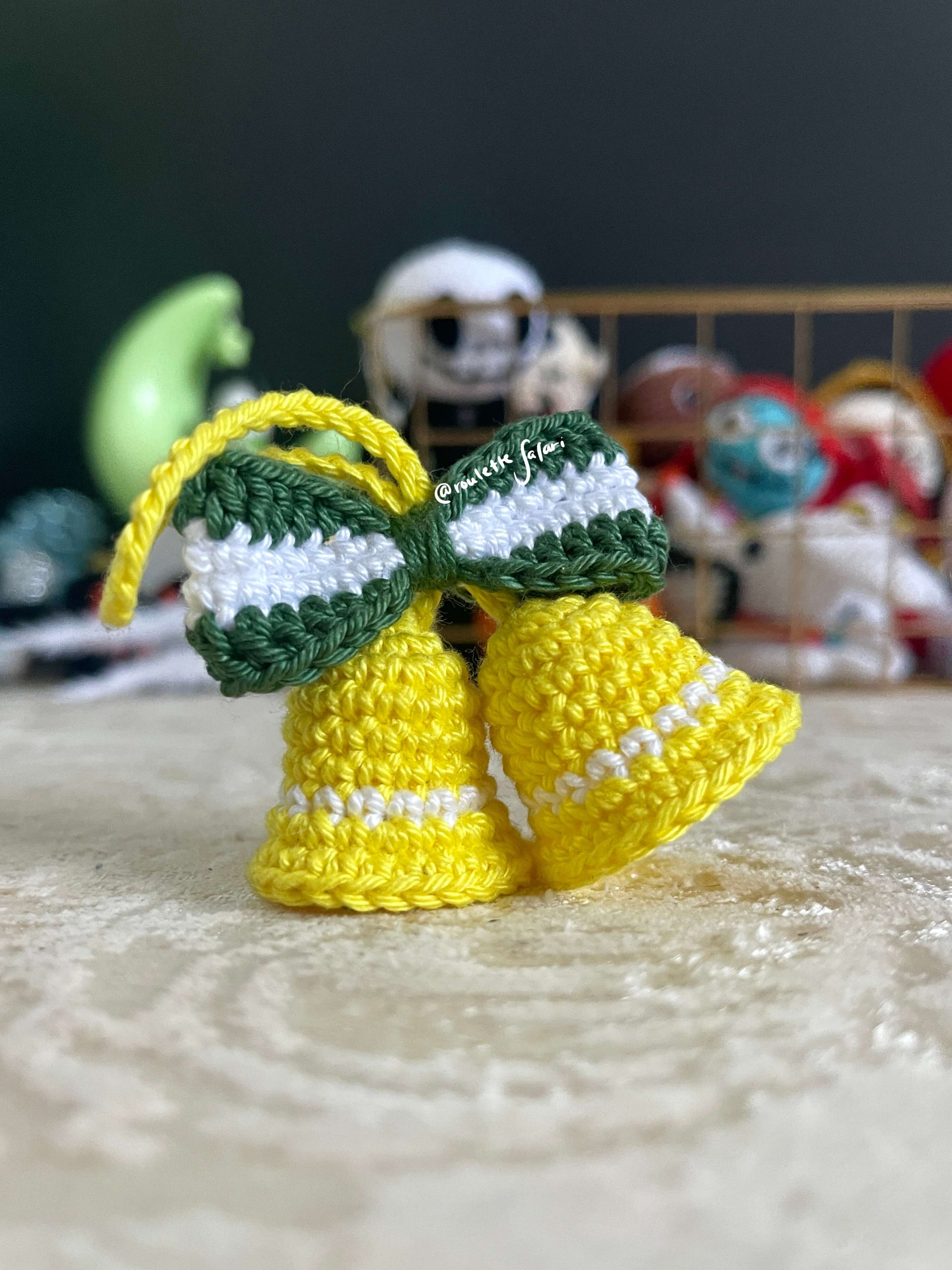 Crochet Amigurumi Bells with ribbon plush ornament