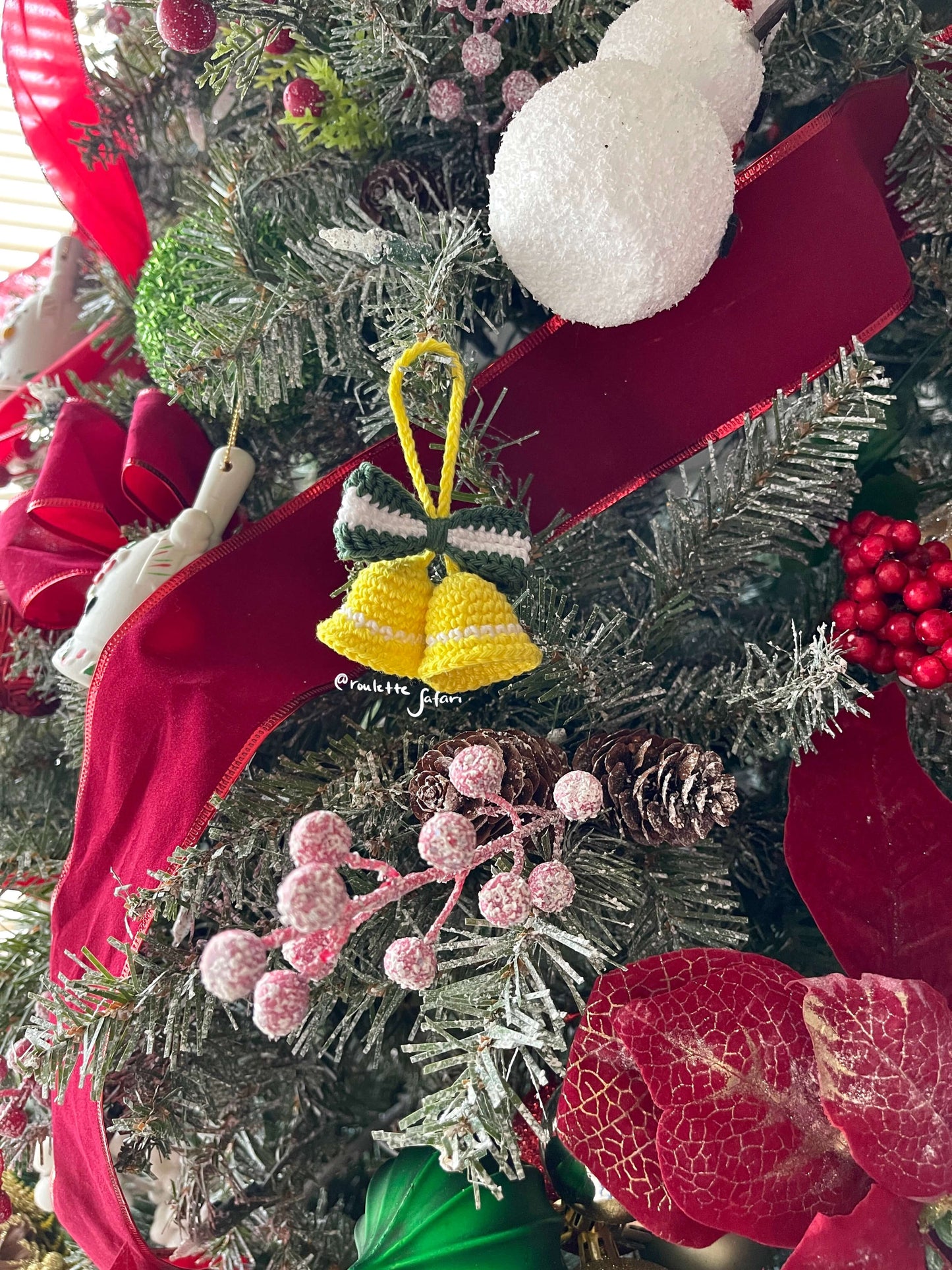 Crochet Amigurumi Bells with ribbon plush ornament