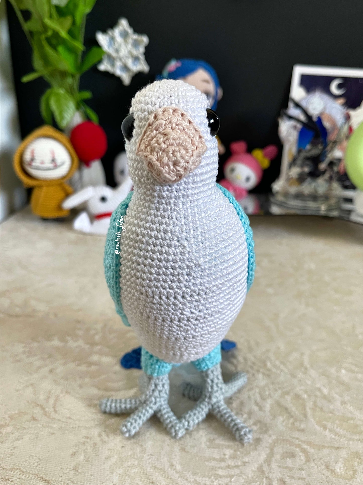 Crochet Amigurumi Blue Parakeet Parrot Conure plush toy