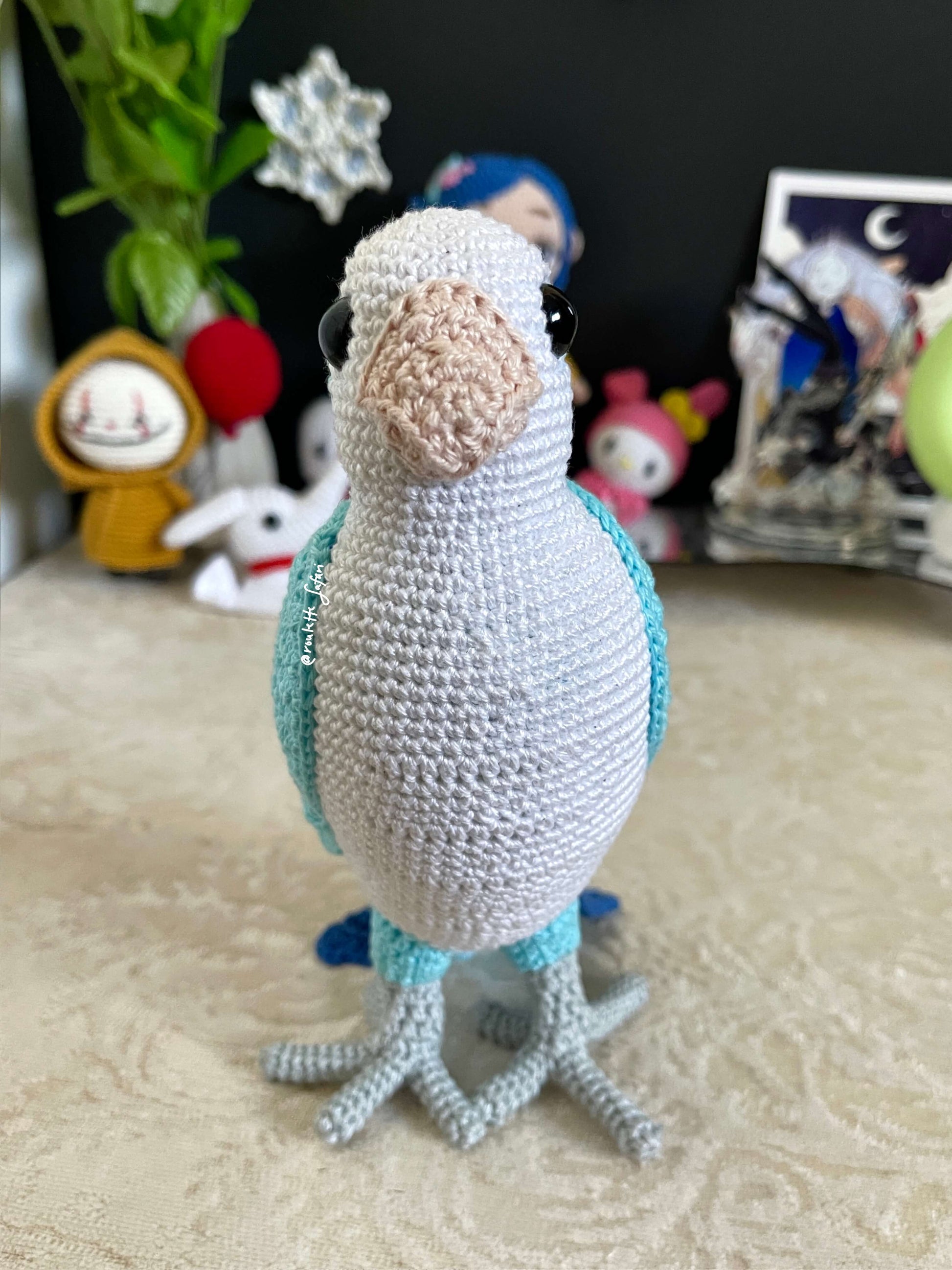 Crochet Amigurumi Blue Parakeet Parrot Conure plush toy