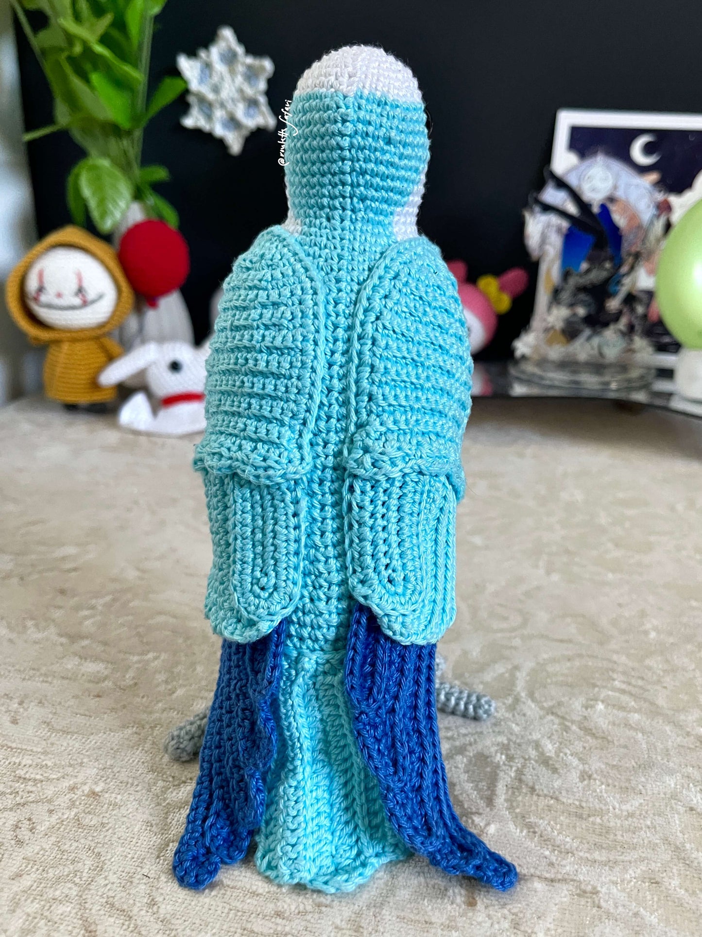 Crochet Amigurumi Blue Parakeet Parrot Conure plush toy