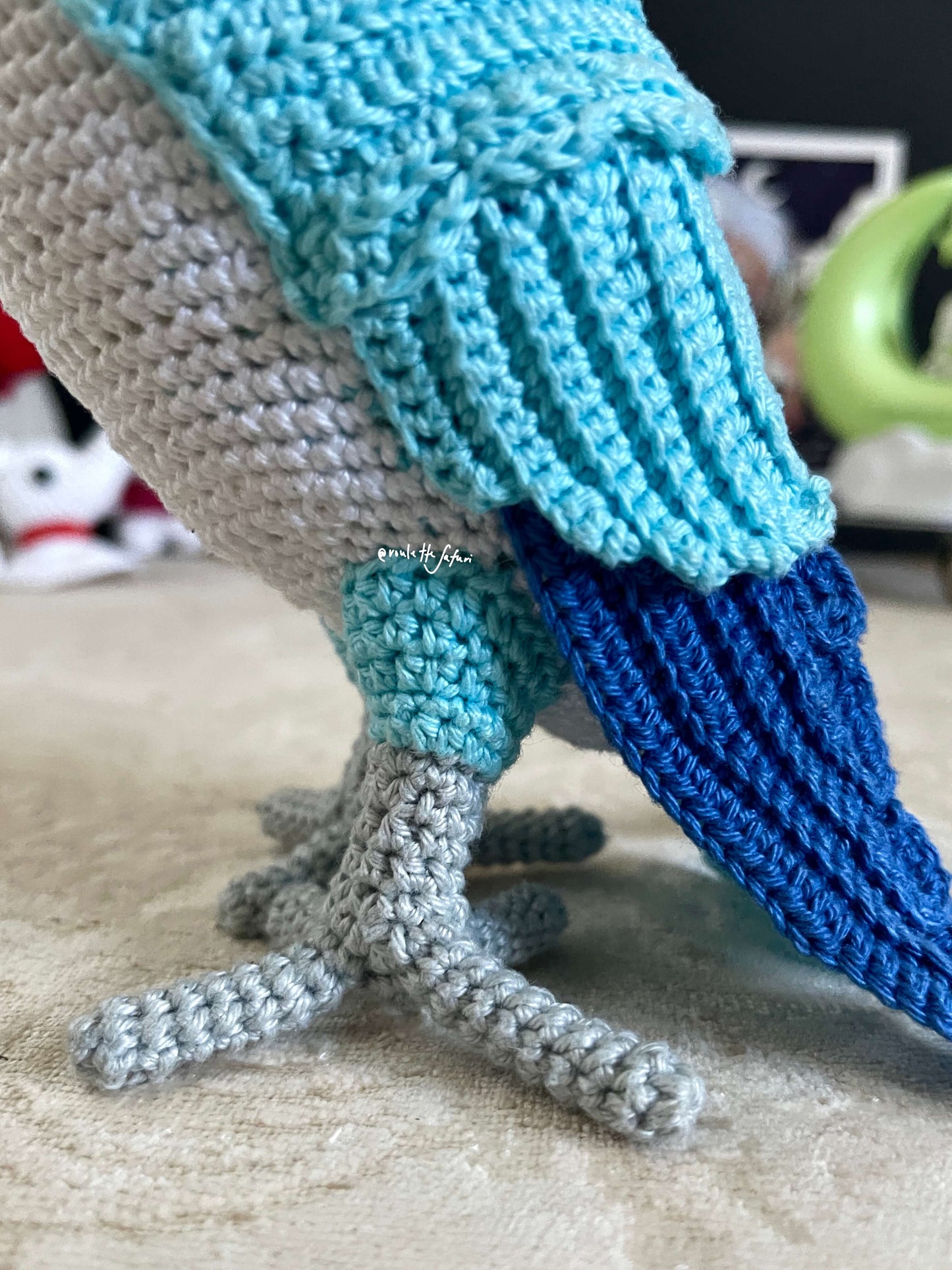 Crochet Amigurumi Blue Parakeet Parrot Conure plush toy