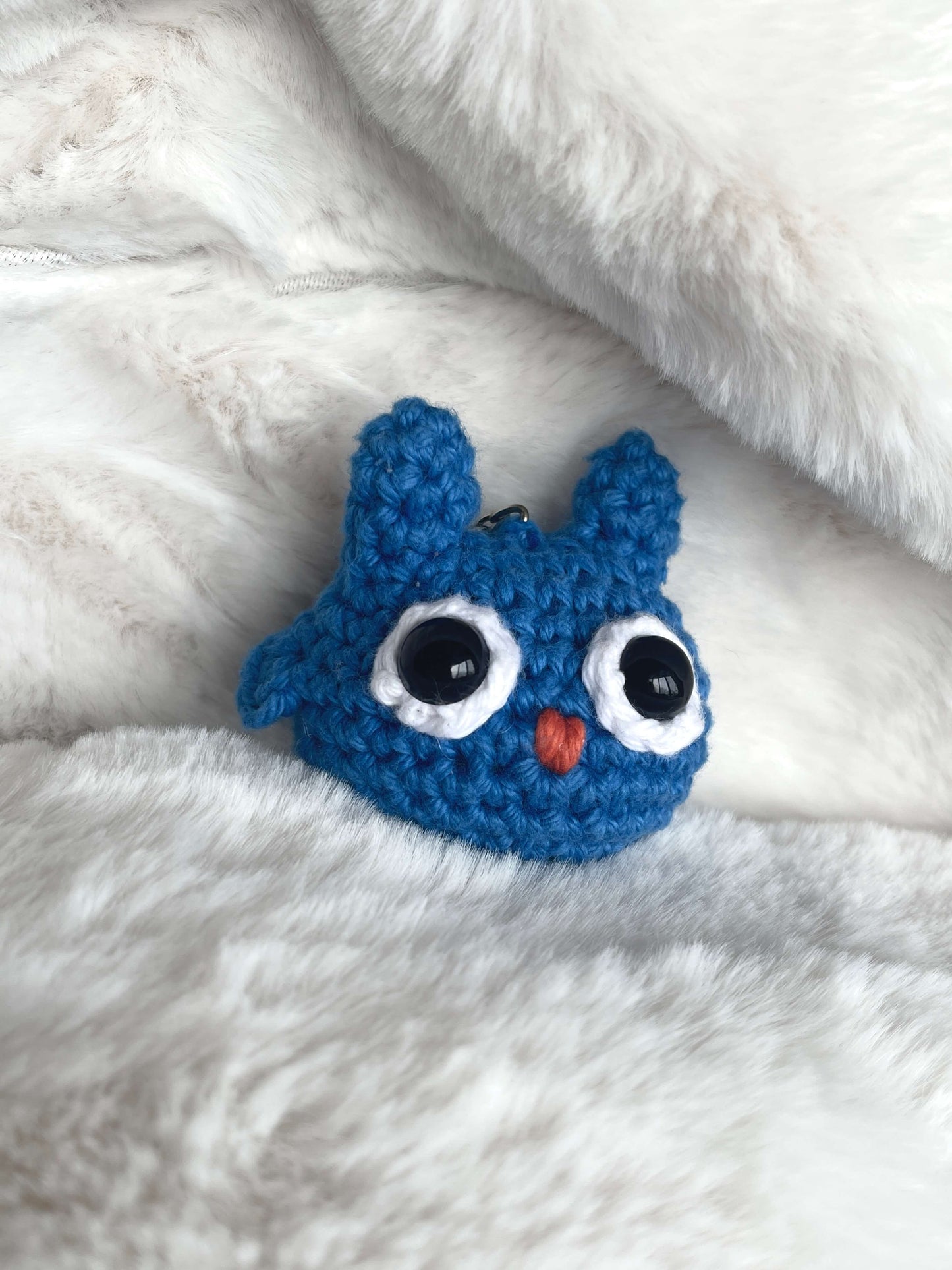 Blue Crochet Amigurumi Owl plush toy keychain