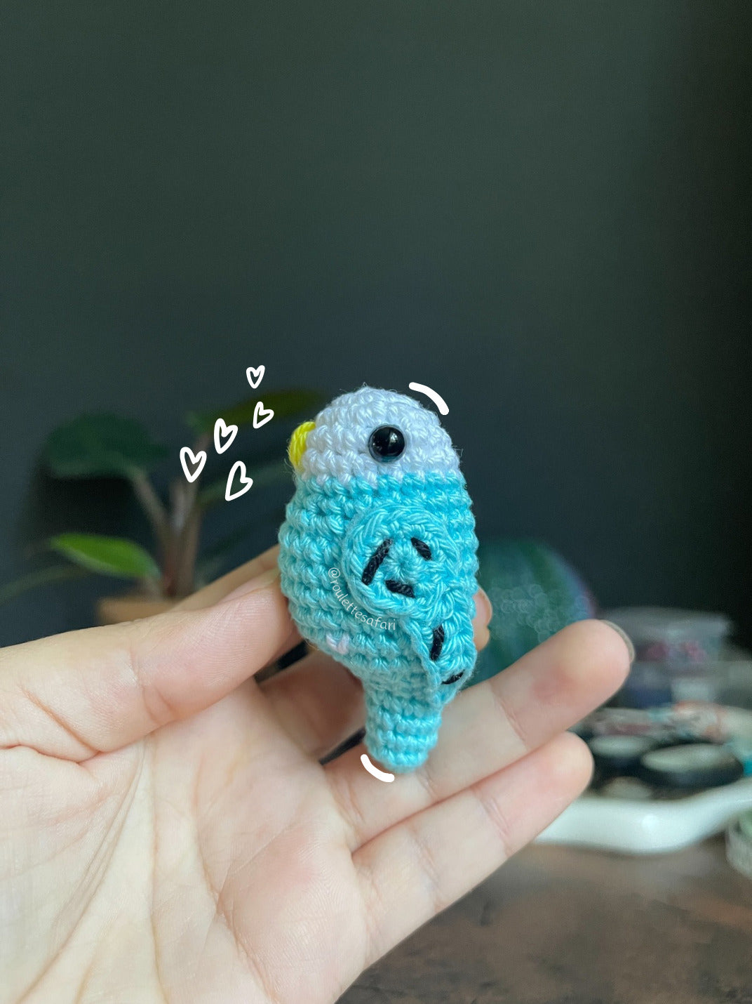 Crochet Amigurumi Blue Parakeet Parrot plush toy keychain