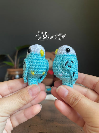 Crochet Amigurumi Blue Parakeet Parrot plush toy keychain