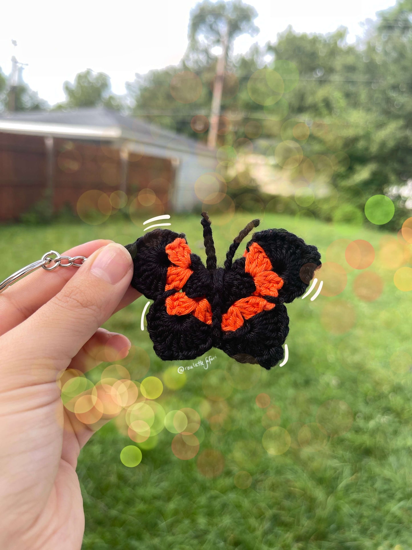 Crochet Amigurumi Butterfly Monarch plush toy keychain