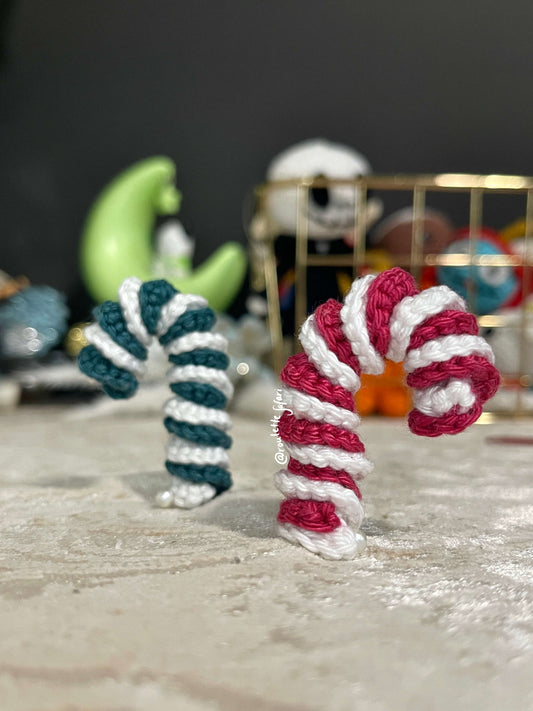 Crochet Amigurumi Candy Cane plush ornament