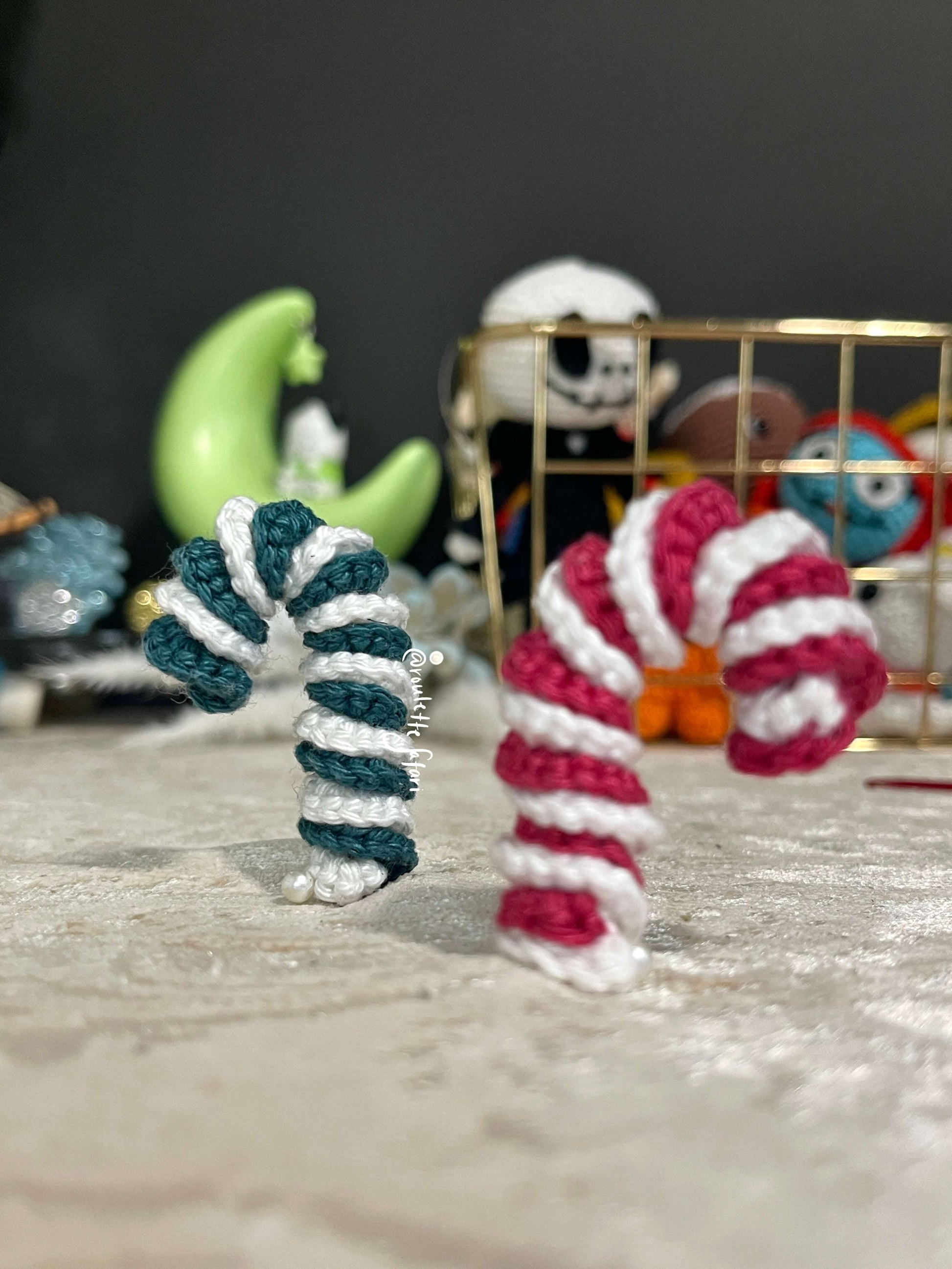 Crochet Amigurumi Candy Cane plush ornament