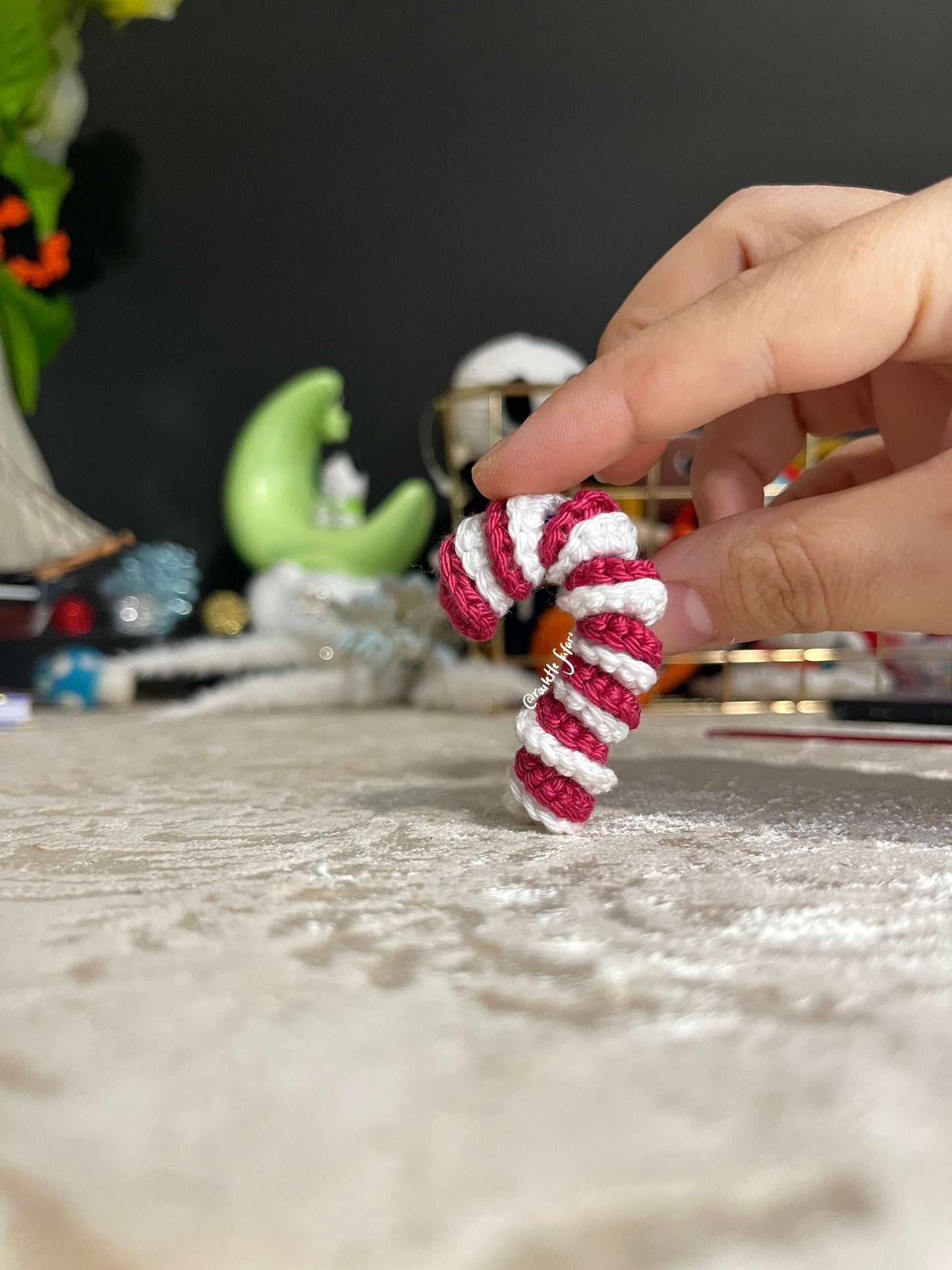 Crochet Amigurumi Red Candy Cane plush ornament