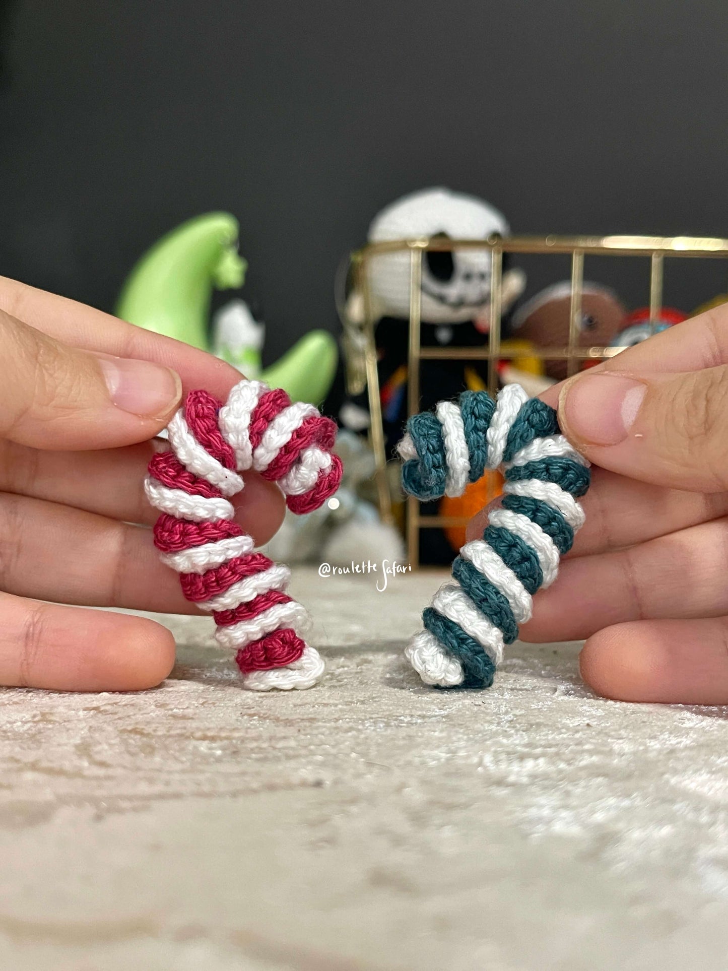 Crochet Amigurumi Candy Cane plush ornament