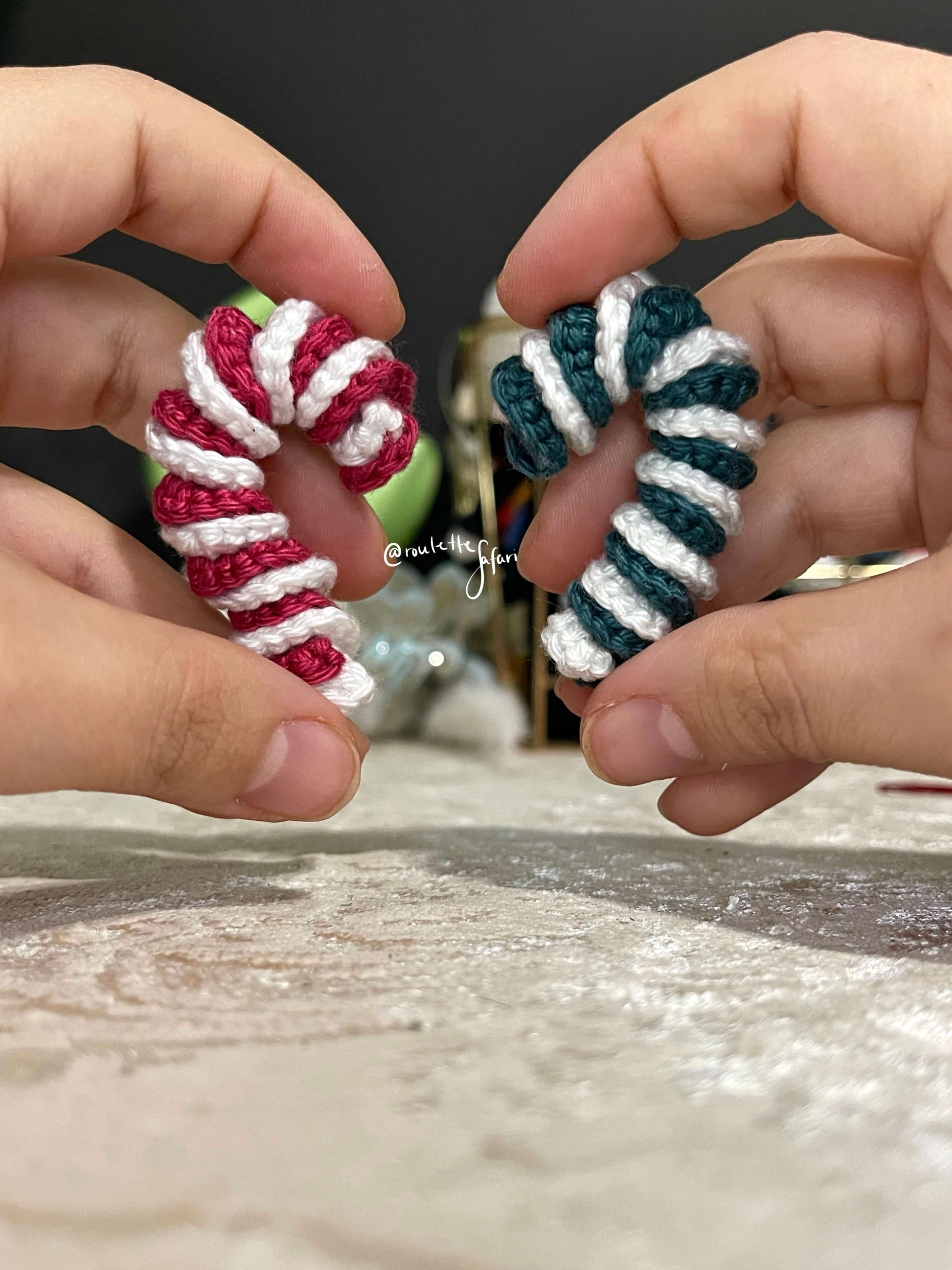 Crochet Amigurumi Candy Cane plush ornament