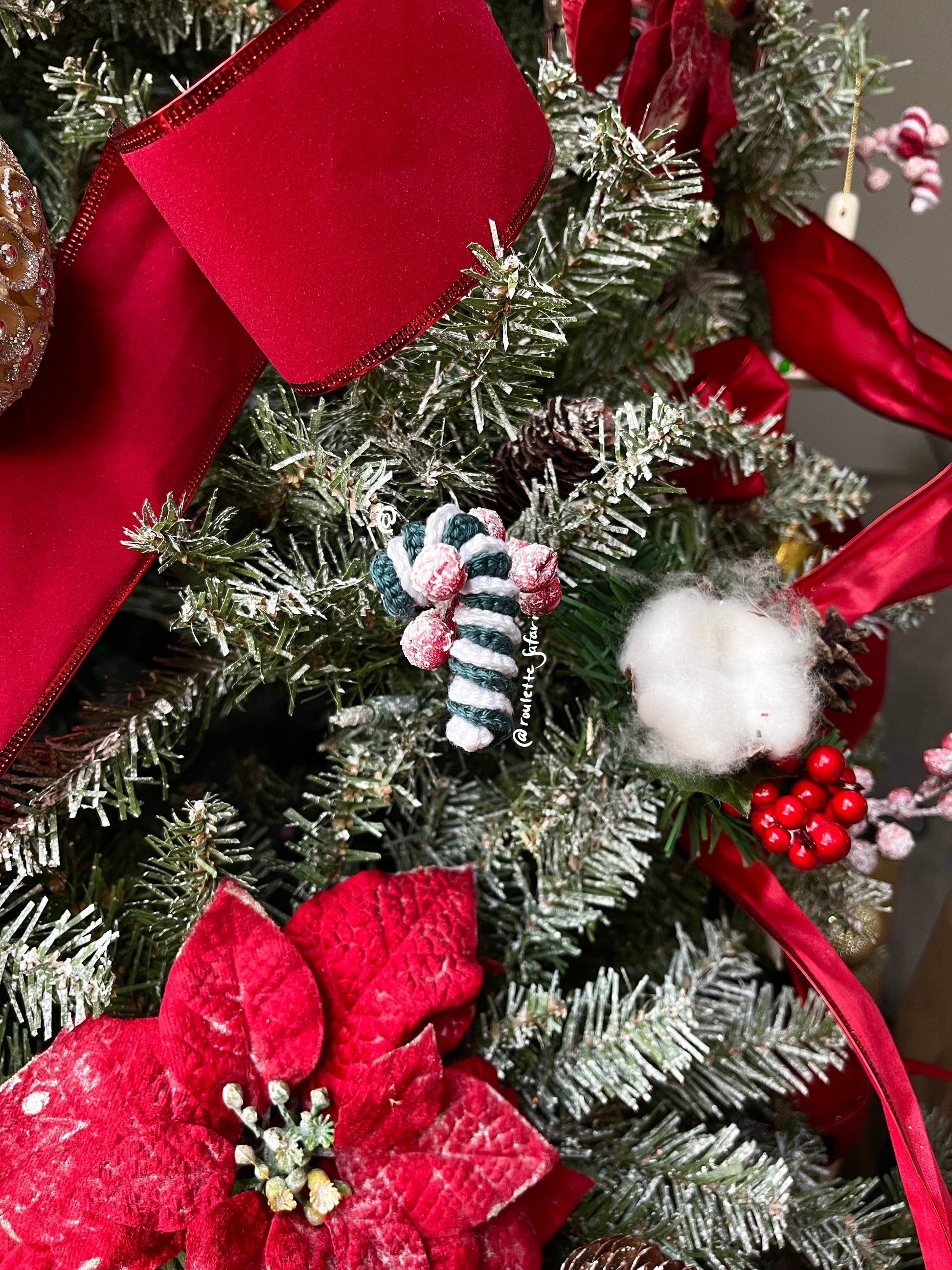 Crochet Amigurumi Green Candy Cane plush ornament