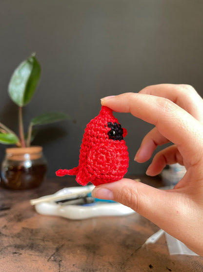 Crochet Amigurumi Cardinal plush toy keychain