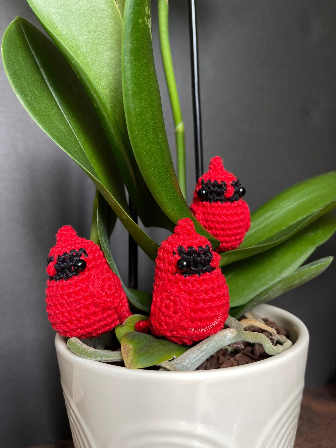 Crochet Amigurumi Cardinal plush toy keychain