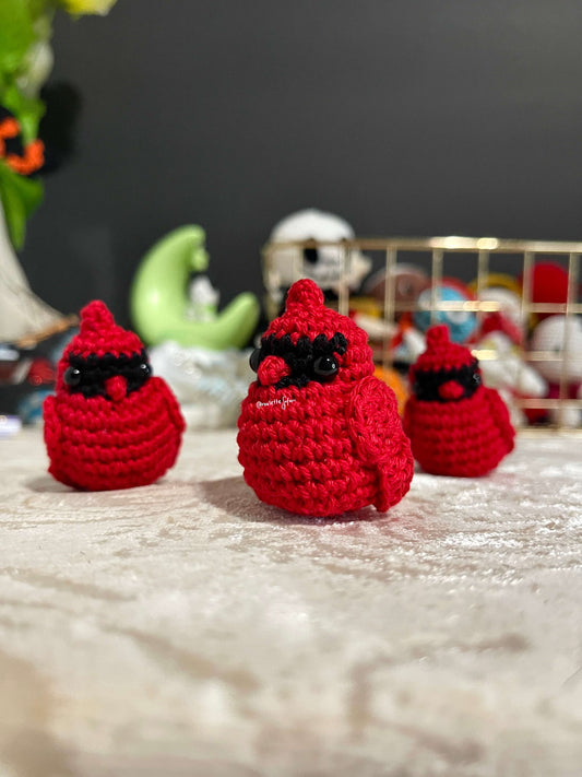 Crochet Amigurumi Cardinal plush toy keychain