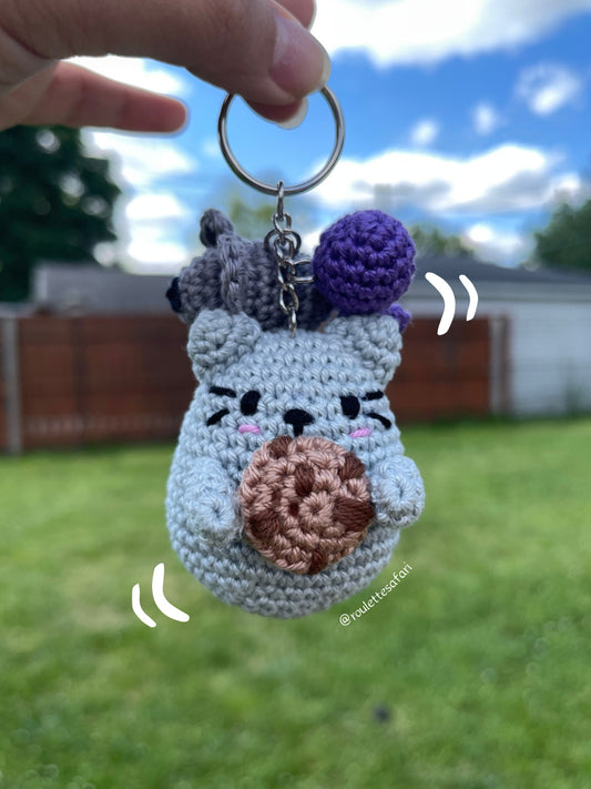 Crochet Amigurumi Cat cookie plush keychain