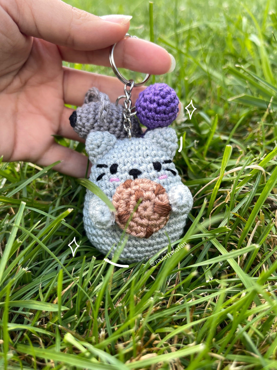 Crochet Amigurumi Cat cookie plush keychain