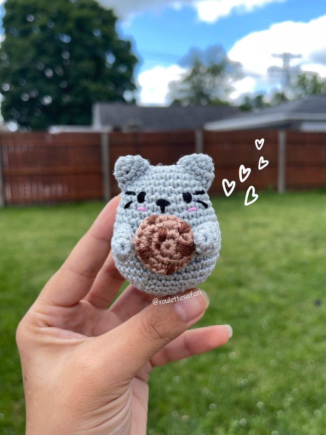 Crochet Amigurumi Cat cookie plush keychain