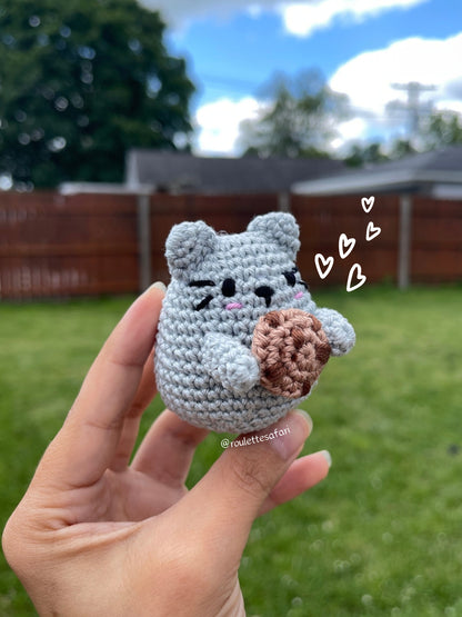 Crochet Amigurumi Cat cookie plush keychain