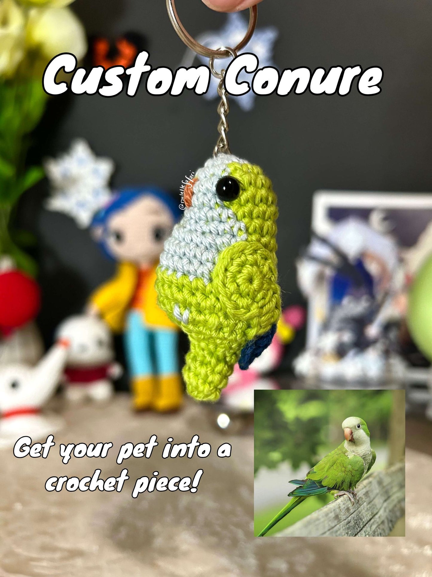 Crochet Amigurumi Parakeet Parrot plush toy keychain custom