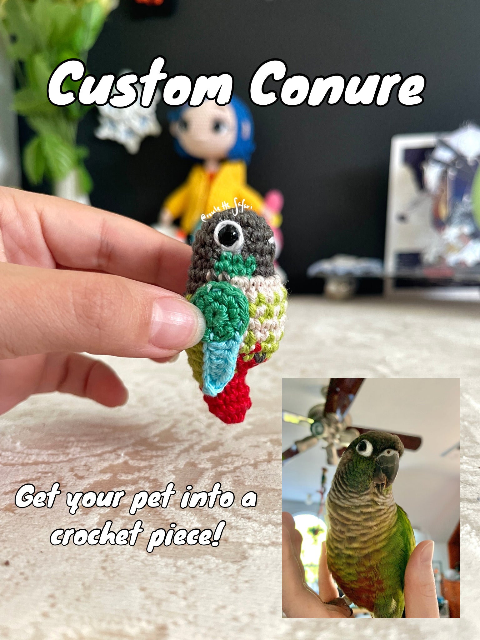 Crochet Amigurumi Parakeet Parrot plush toy keychain custom