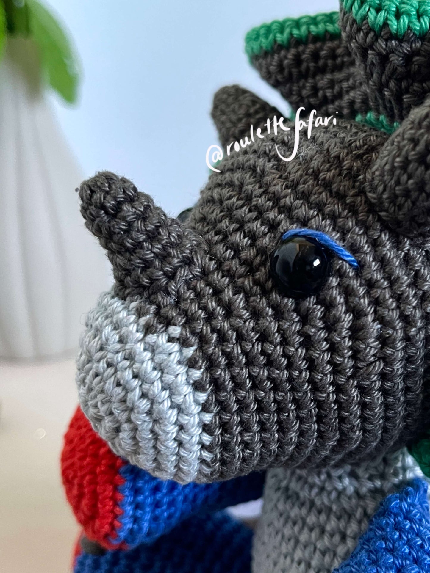 Crochet Amigurumi Triceratops dinosaur plush toy