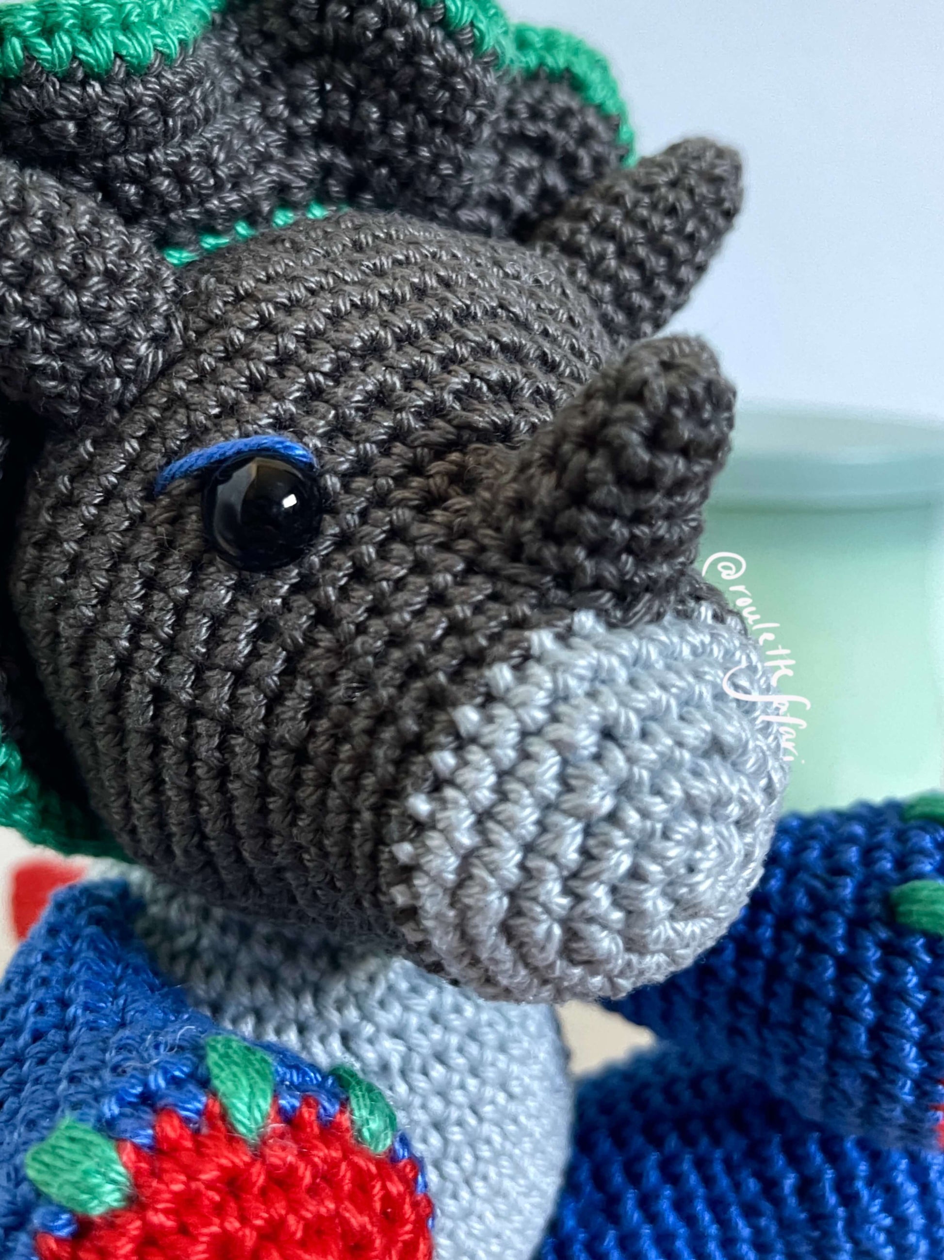 Crochet Amigurumi Triceratops dinosaur plush toy