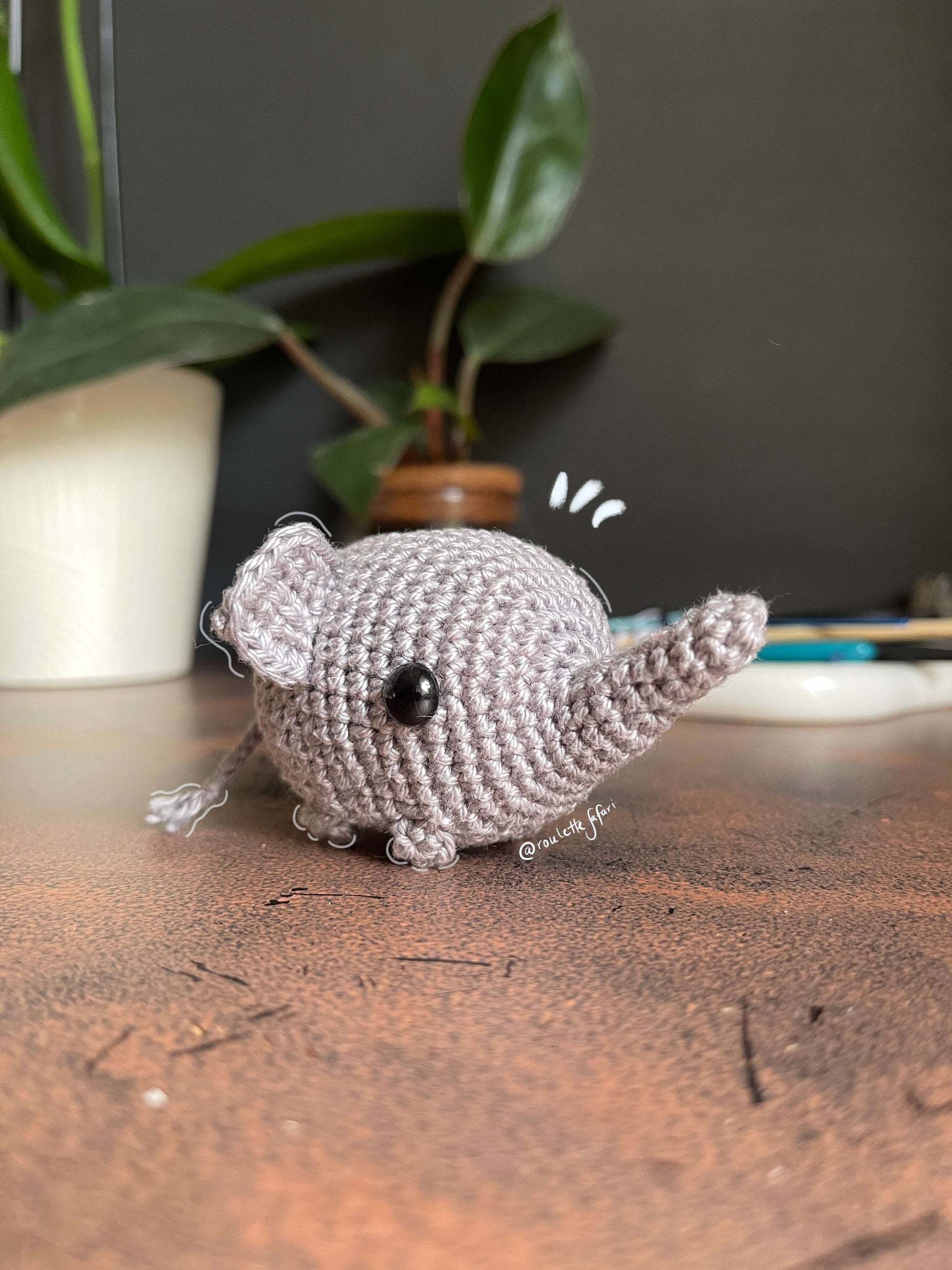 Crochet Amigurumi Elephant plush toy keychain