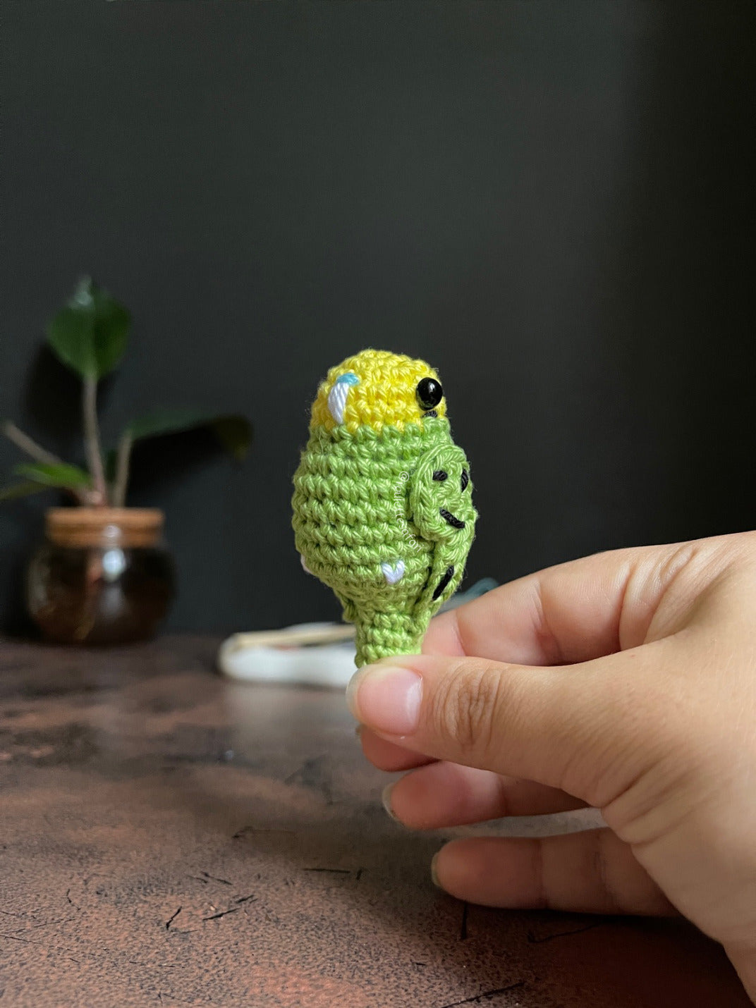 Crochet Amigurumi Green Parakeet Parrot plush toy keychain