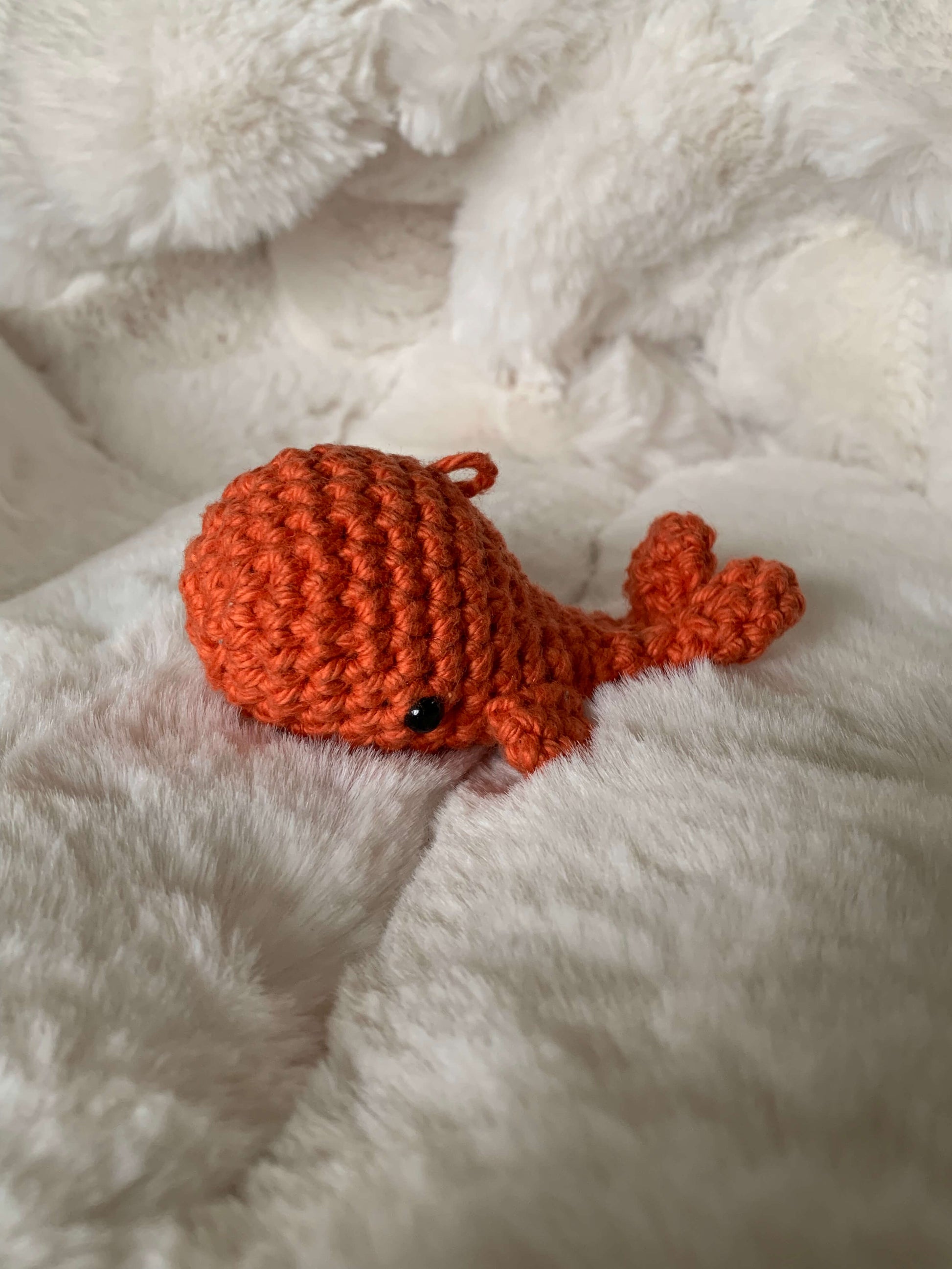 Orange Crochet Amigurumi Whale plush toy keychain