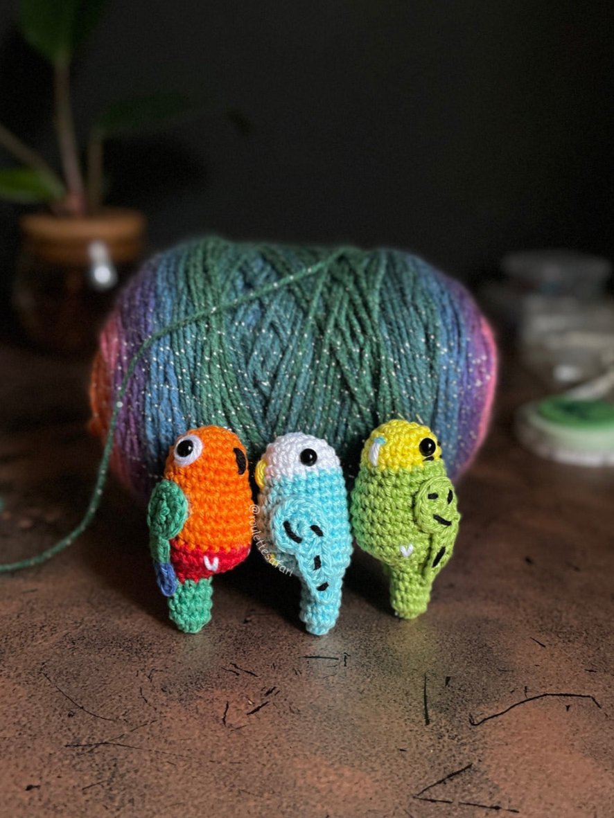 Crochet Amigurumi Parakeet Parrot plush toy keychain