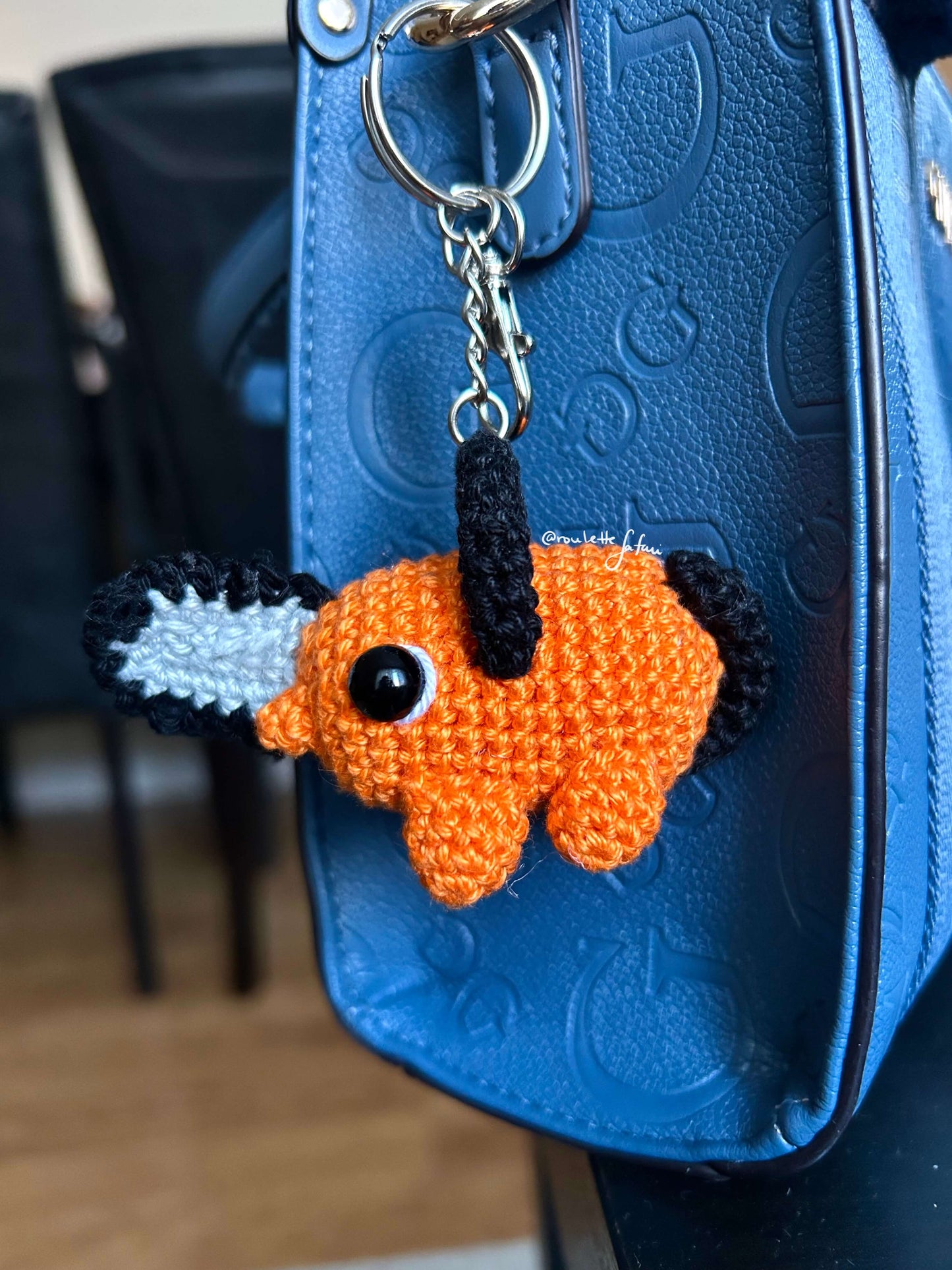 Orange Pochita Crochet Chainsawman devil Amigurumi plush toy keychain