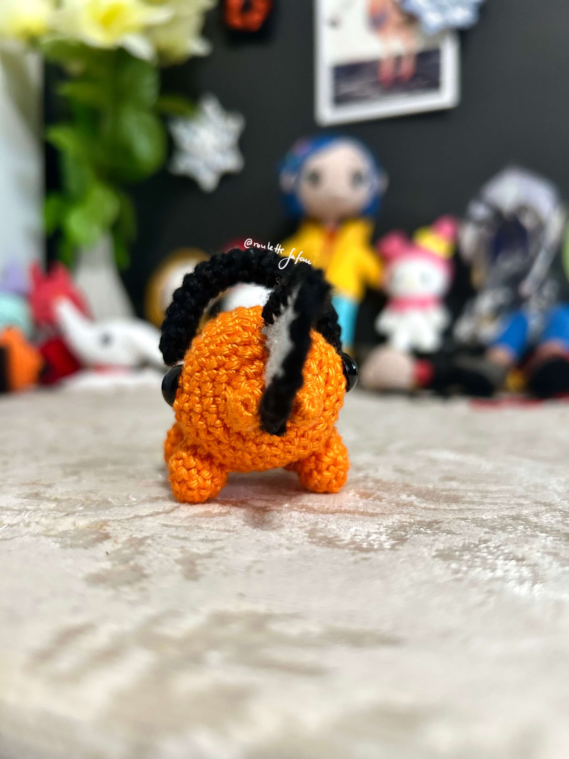 Orange Pochita Crochet Chainsawman devil Amigurumi plush toy keychain