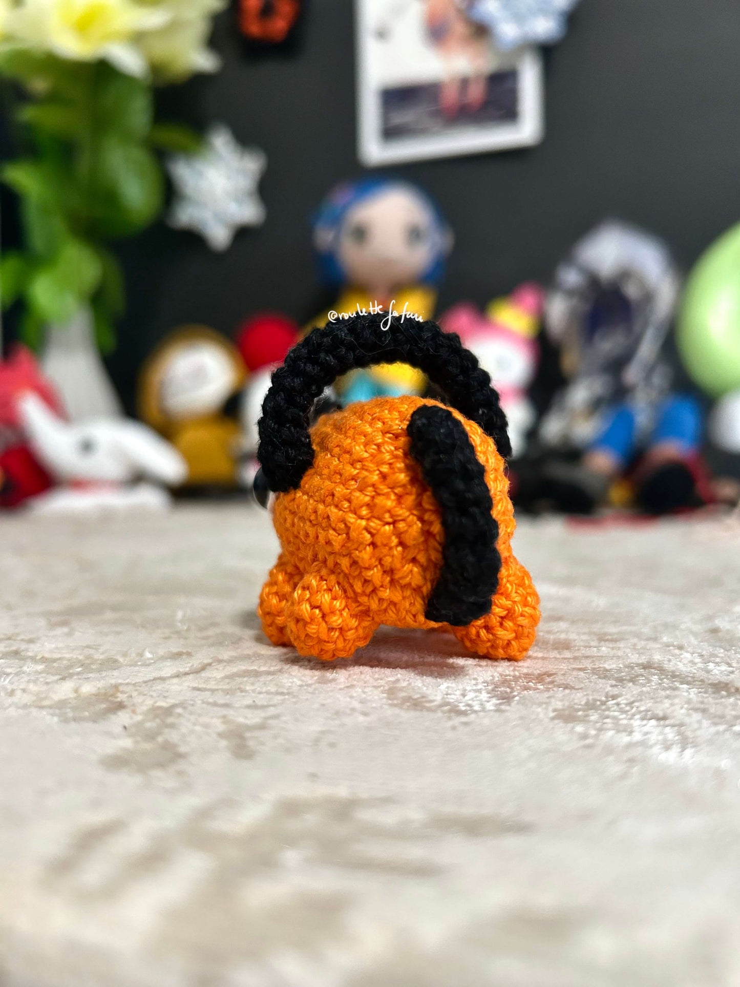 Orange Pochita Crochet Chainsawman devil Amigurumi plush toy keychain