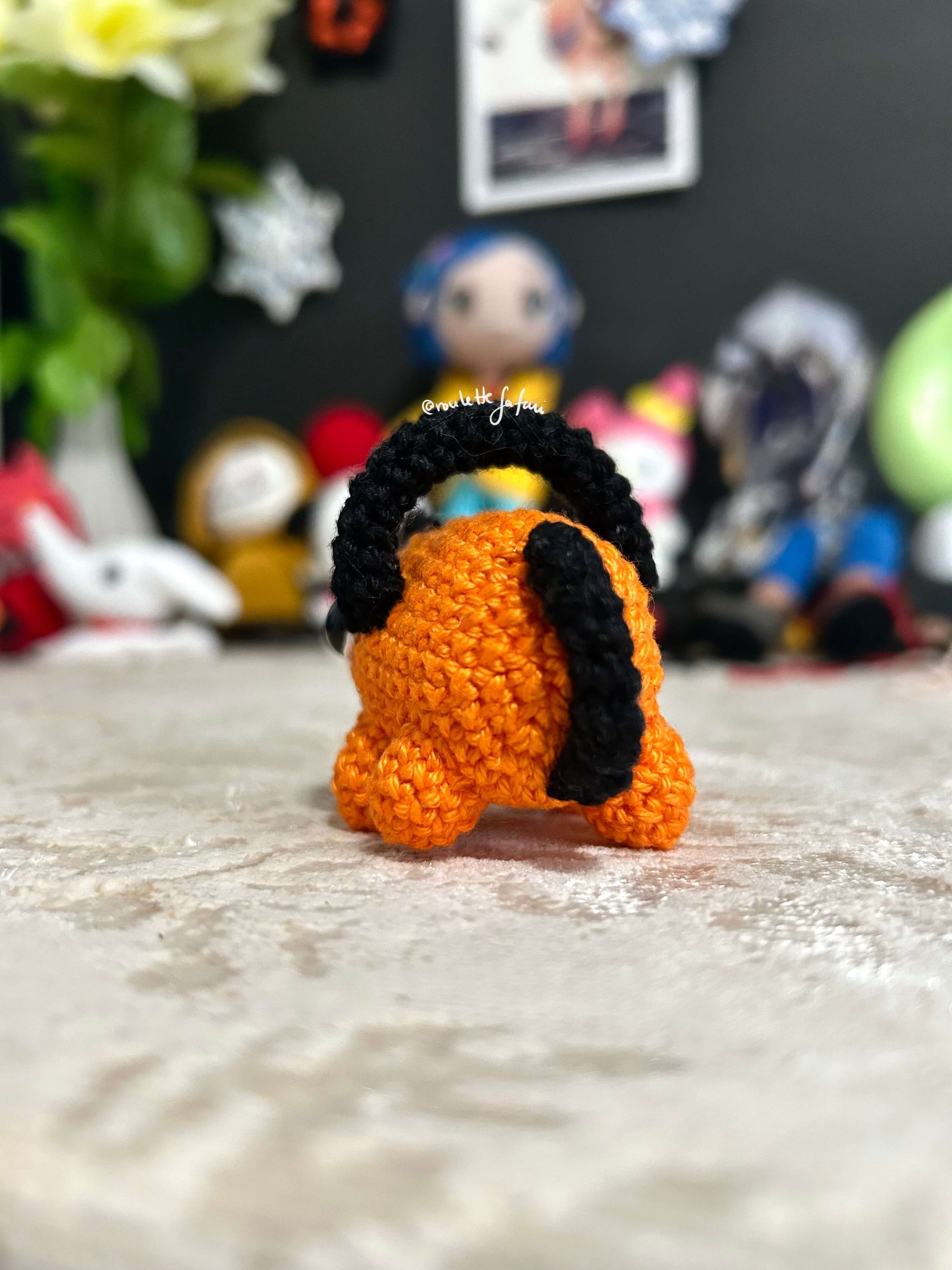 Orange Pochita Crochet Chainsawman devil Amigurumi plush toy keychain