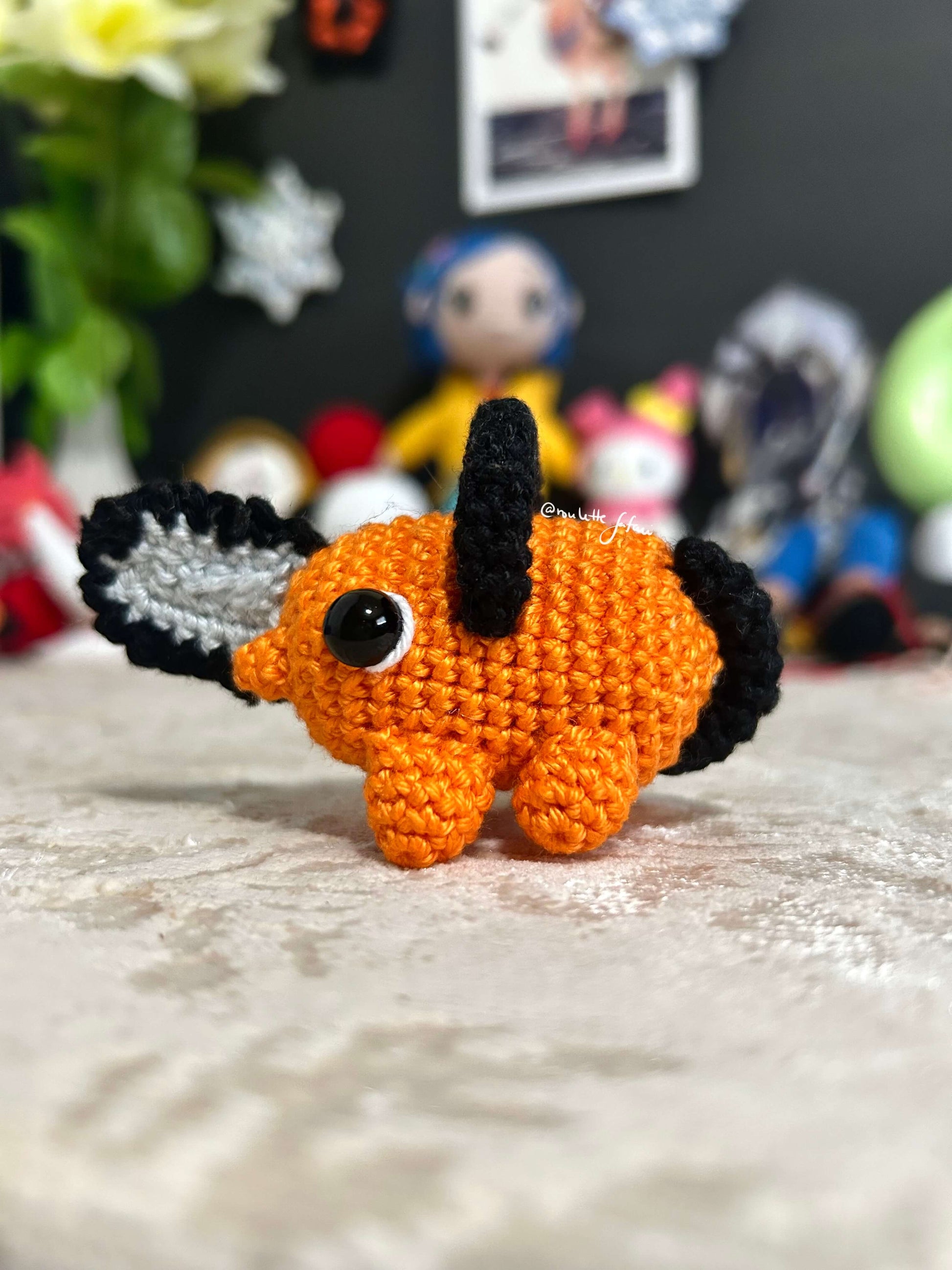 Orange Pochita Crochet Chainsawman devil Amigurumi plush toy keychain