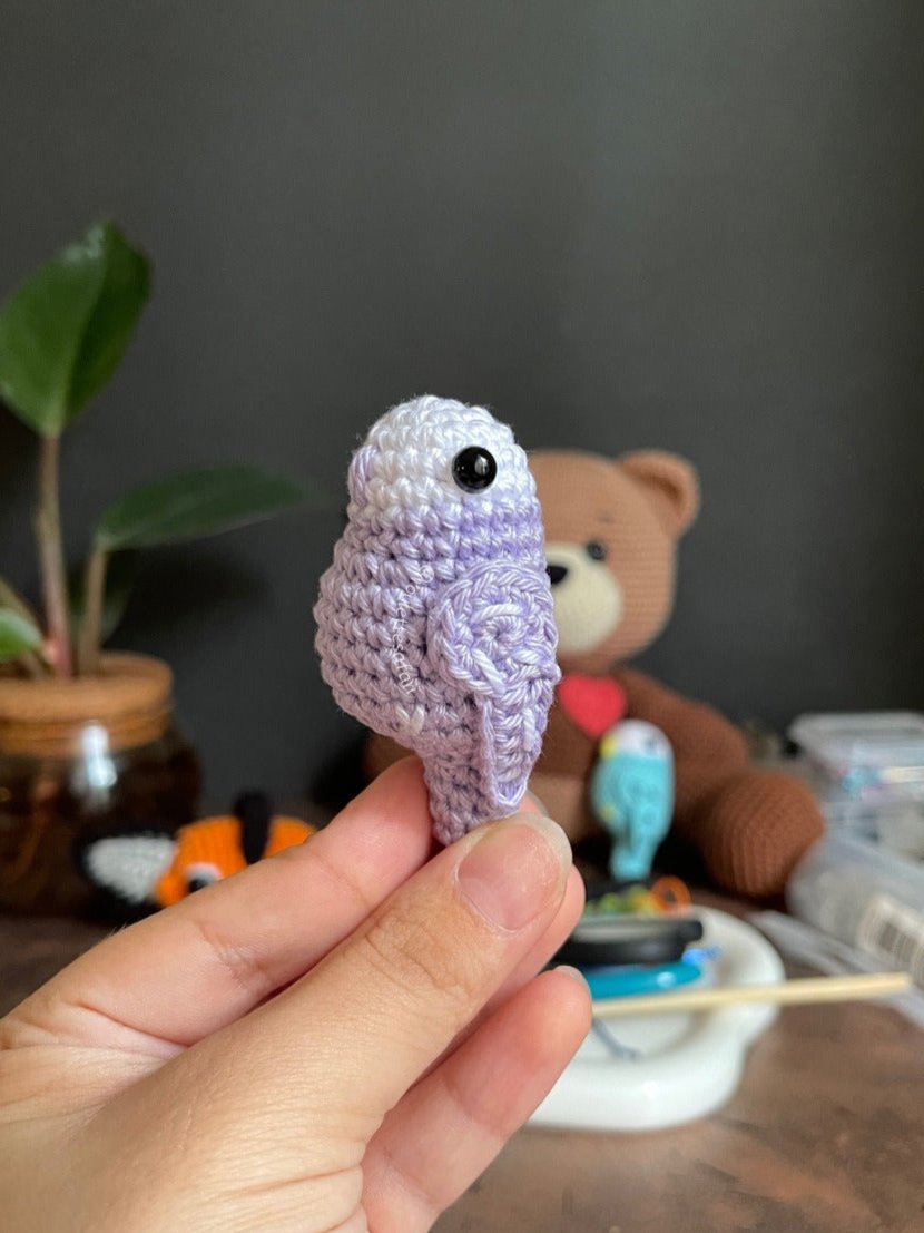 Crochet Amigurumi Purple Parakeet Parrot plush toy keychain