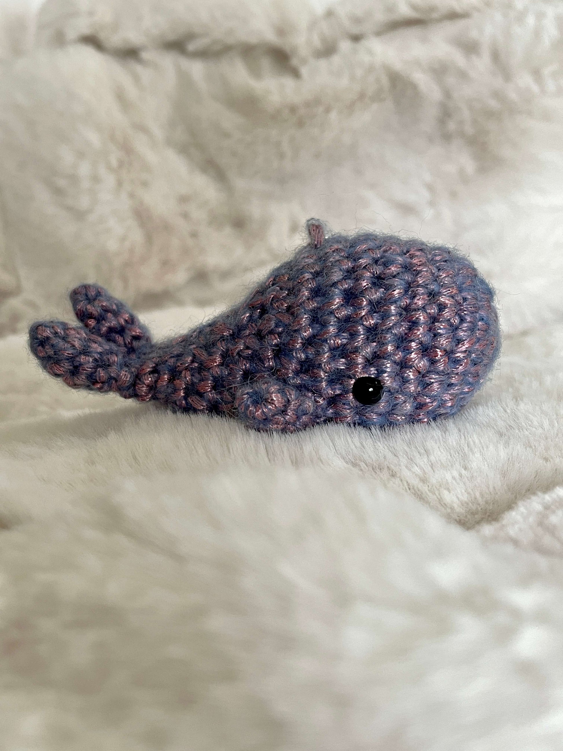 Pink Blue Crochet Amigurumi Whale plush toy keychain