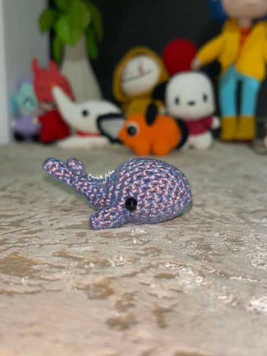 Pink Blue Crochet Amigurumi Whale plush toy keychain