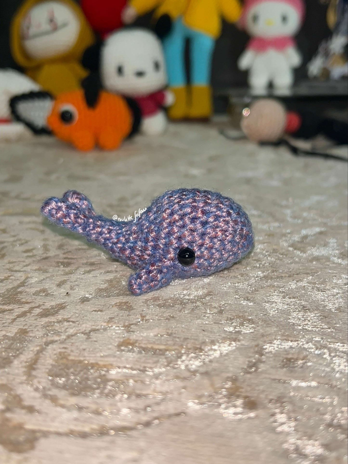 Pink Blue Crochet Amigurumi Whale plush toy keychain