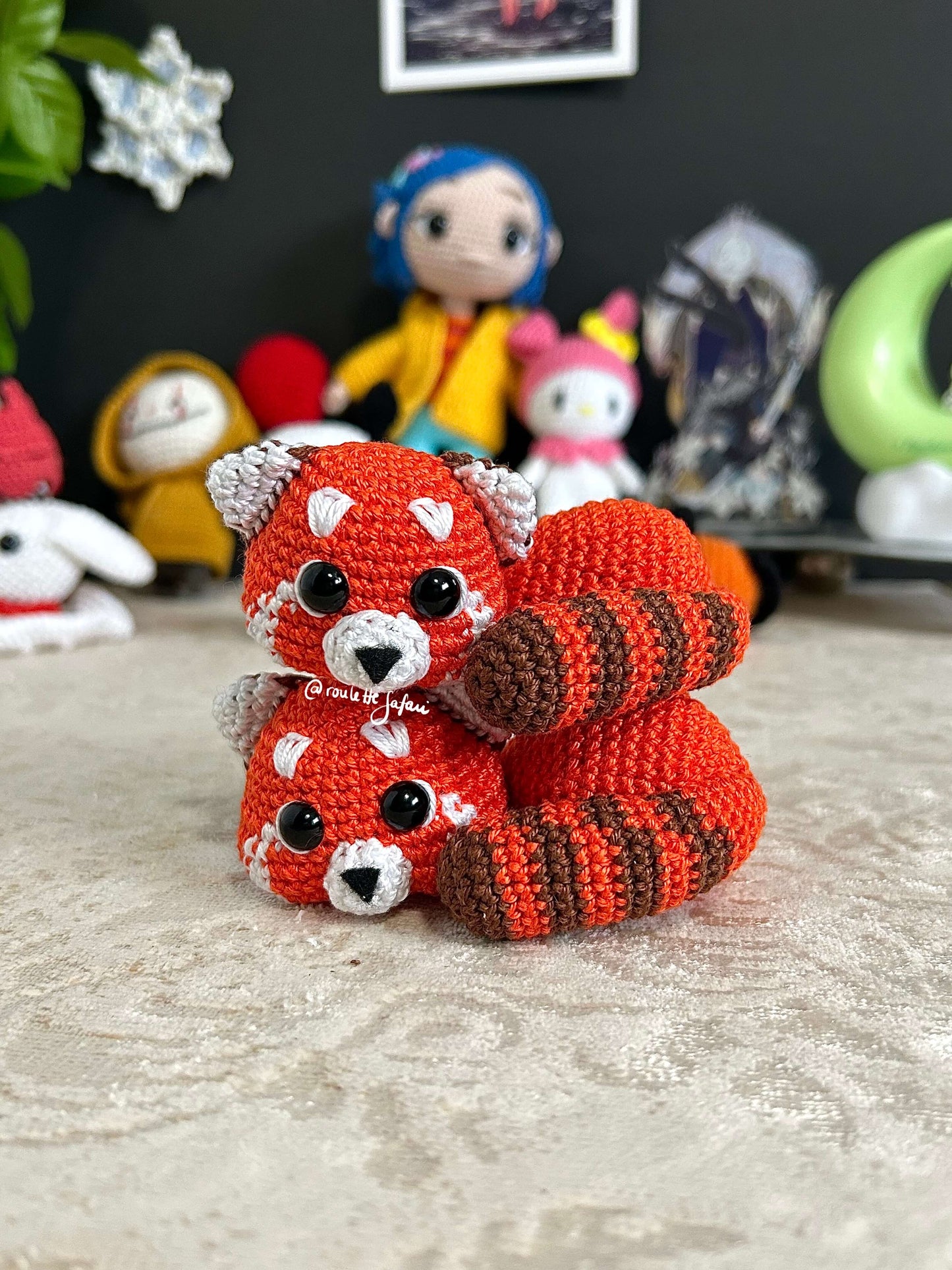 Crochet Amigurumi Sleeping Red Panda plush toy