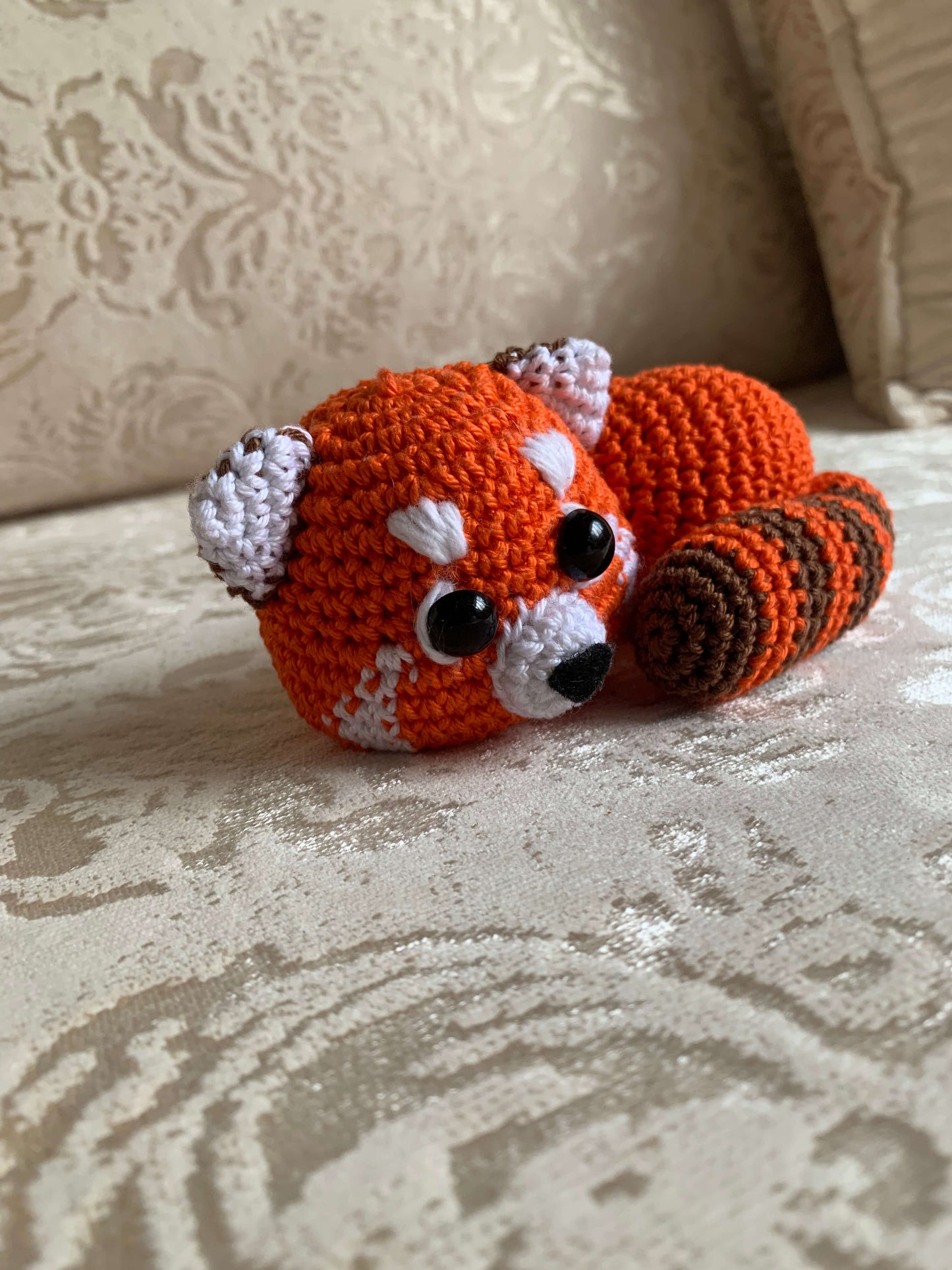 Crochet Amigurumi Sleeping Red Panda plush toy keychain