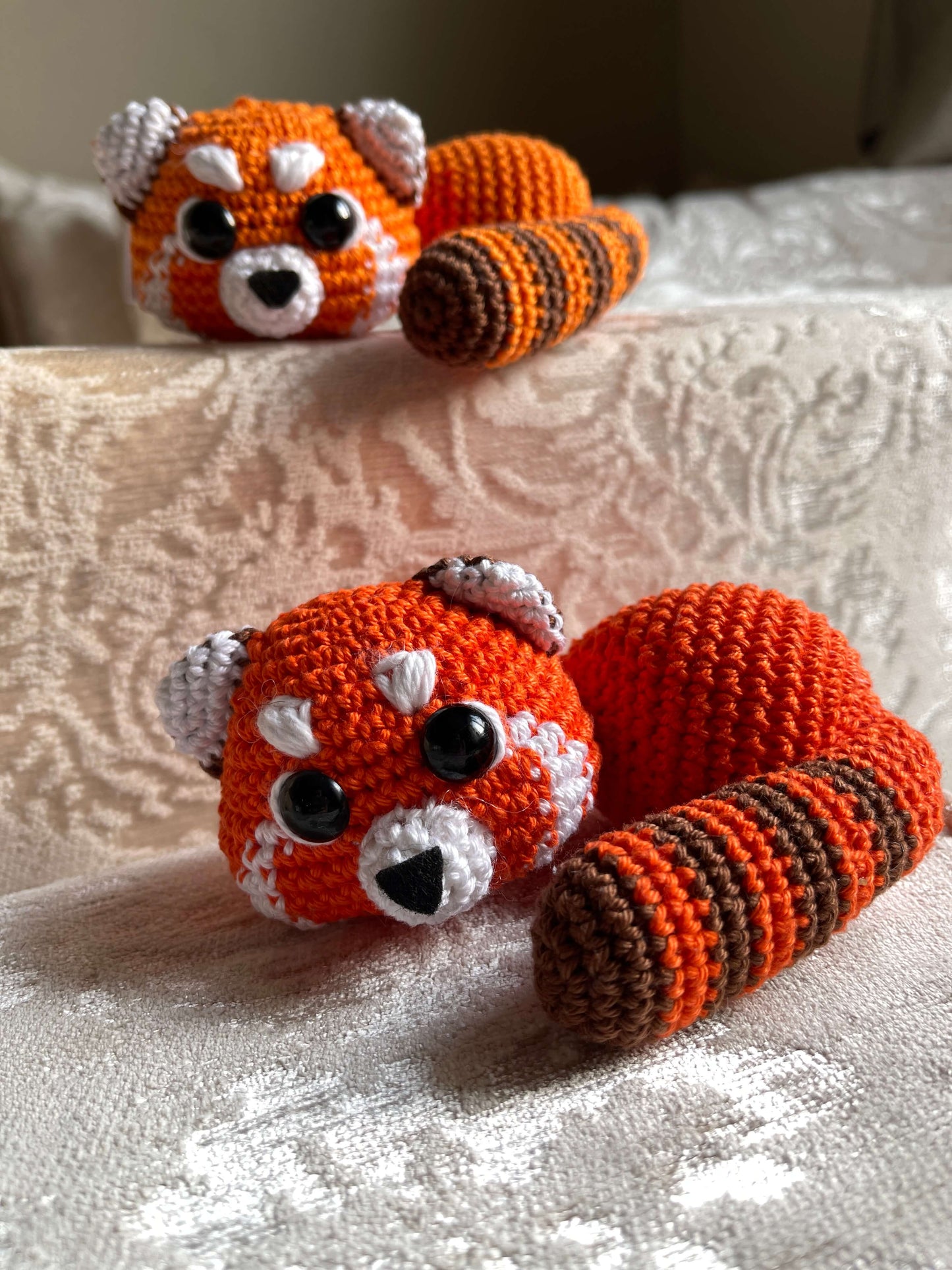 Crochet Amigurumi Sleeping Red Panda plush toy keychain