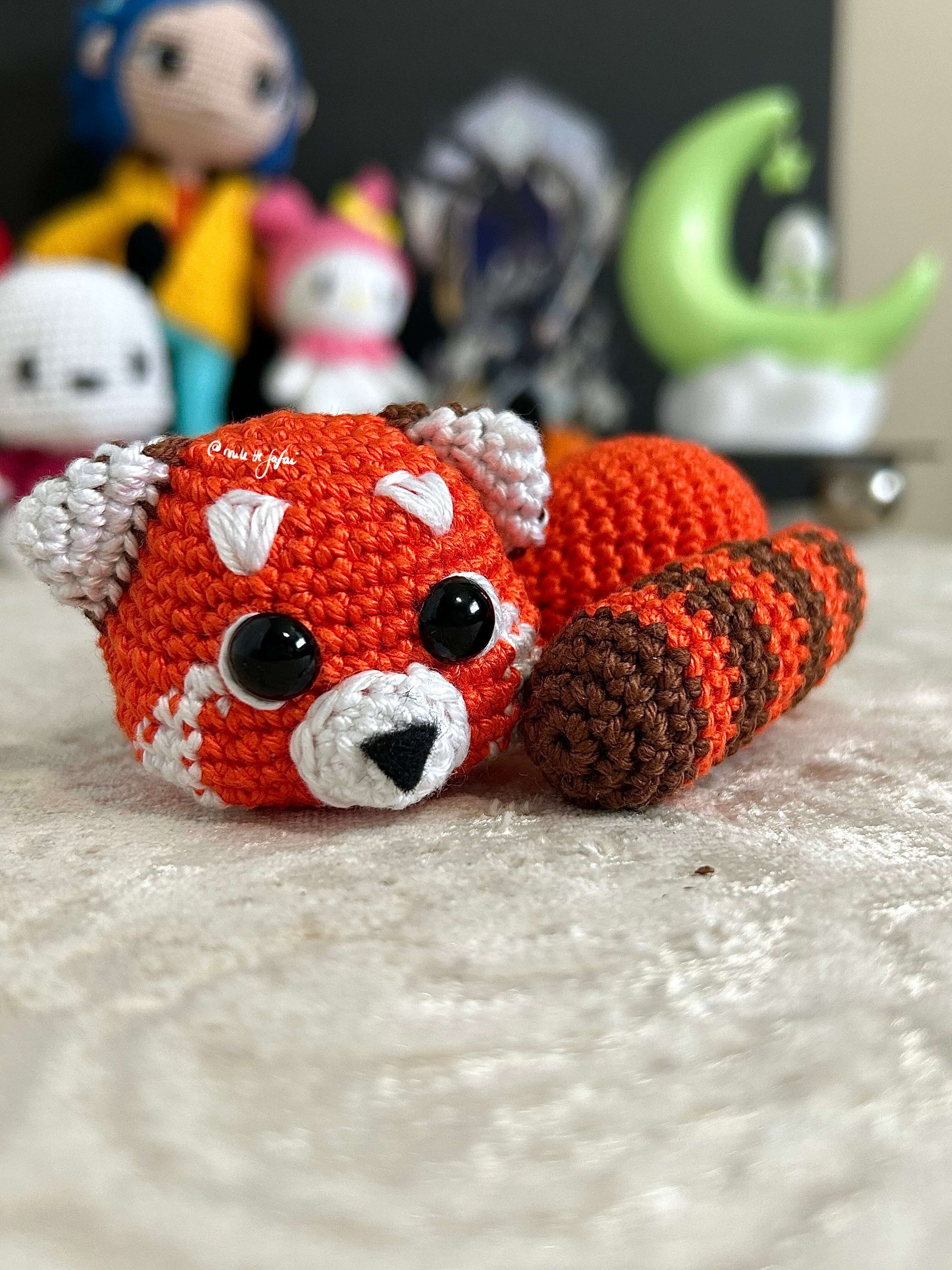 Crochet Amigurumi Sleeping Red Panda plush toy