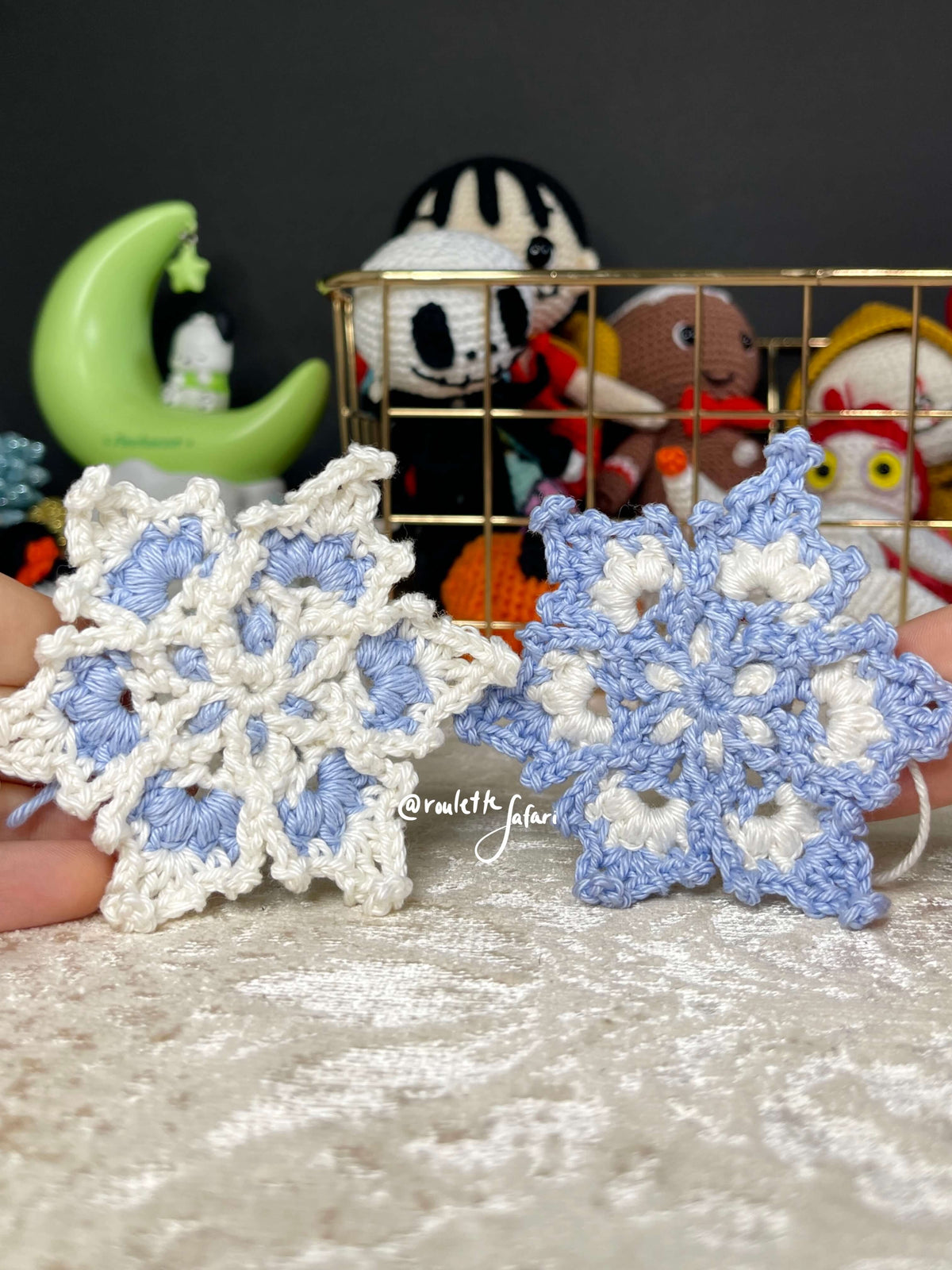 Snowflake Crochet Keychain Pattern Handmade Crochet Snowflake | Amigurumi Holiday | Ornament Deco ...