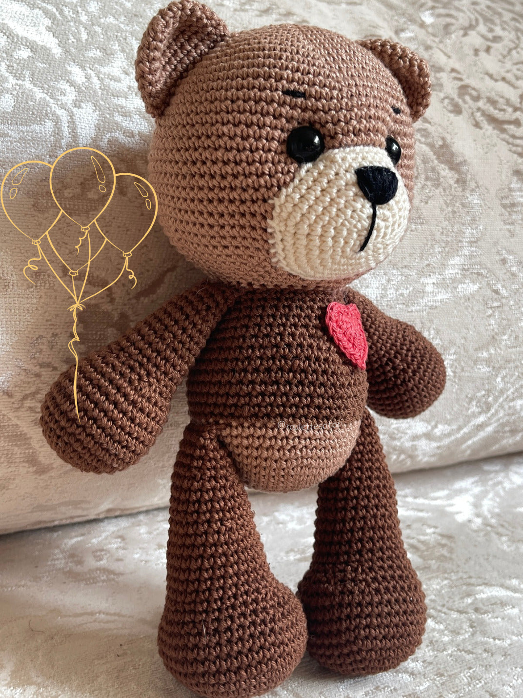 Crochet Amigurumi Teddy Bear with Heart plush toy