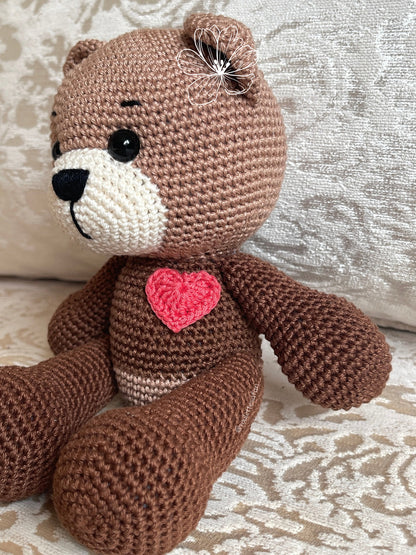 Crochet Amigurumi Teddy Bear with Heart plush toy